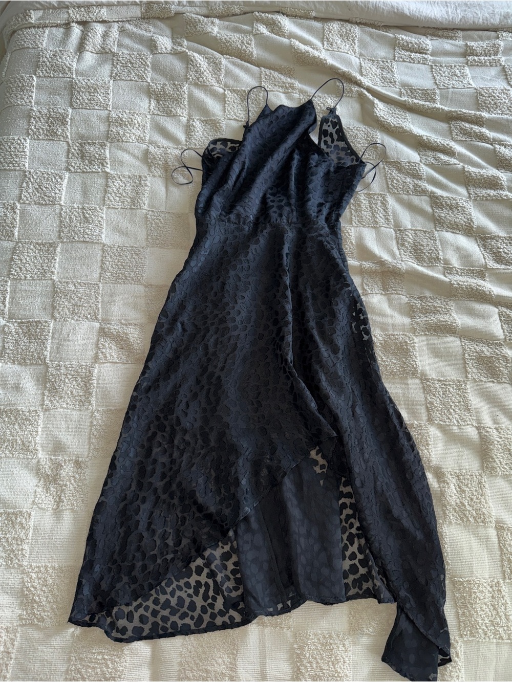 Keepsake the Label black leopard print burnout chiffon high-low dress size Small